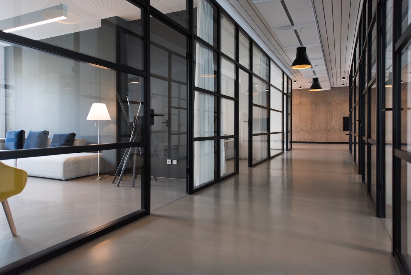 Light-filled atrium in a contemporary office building